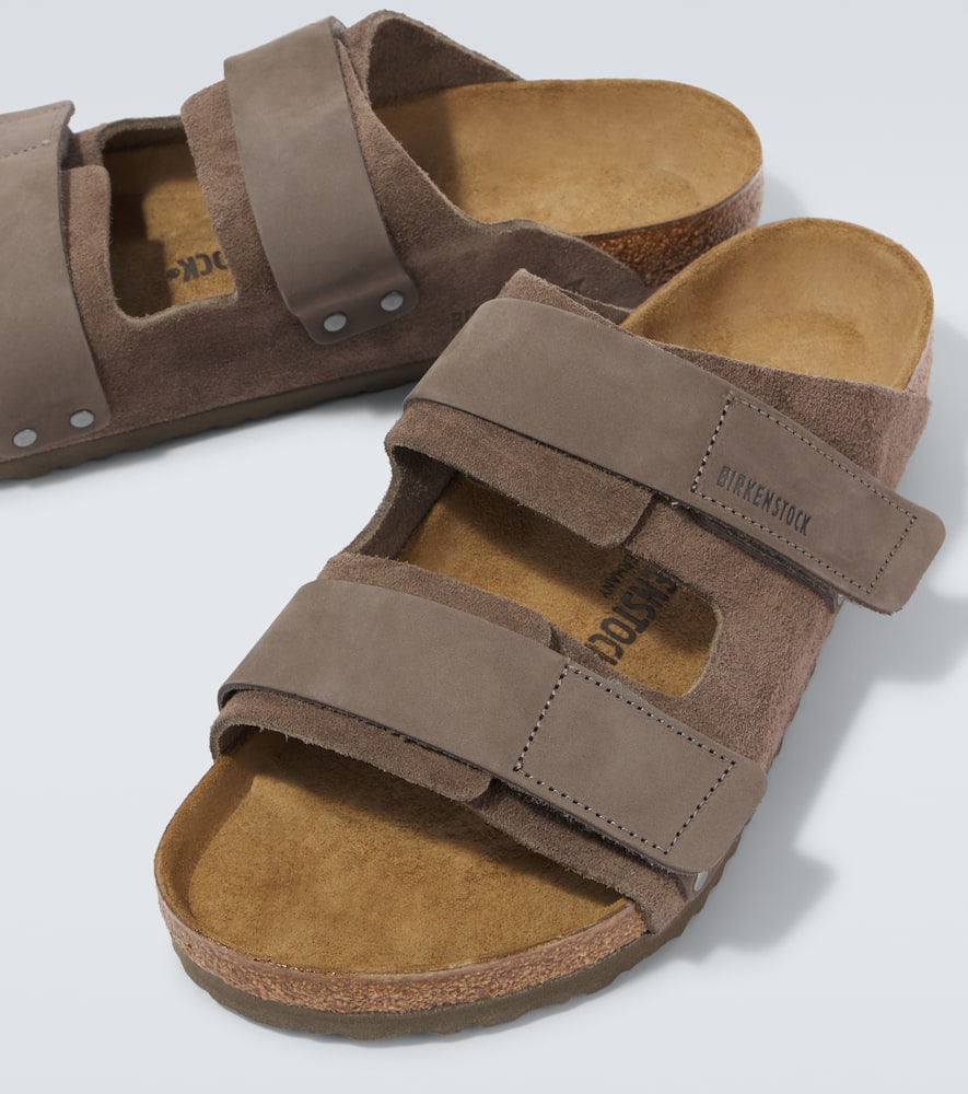 Birkenstock Uji Suede And Leather Sandals In Grey