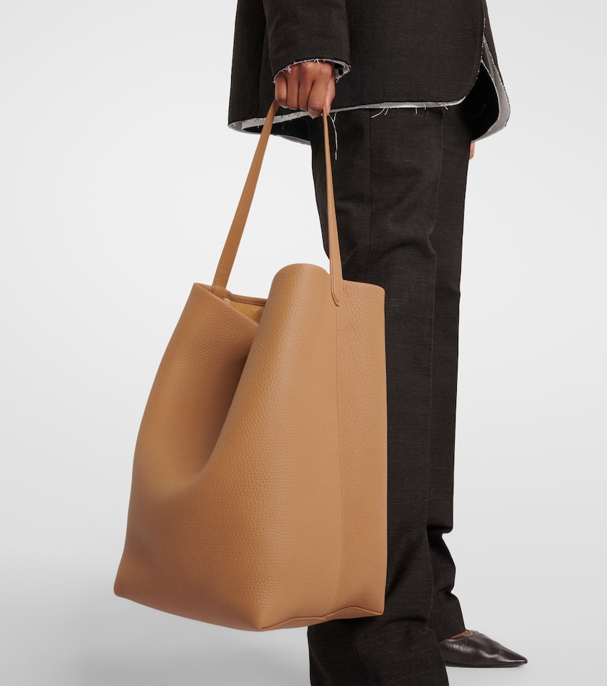 The Row Park Large Leather Tote Bag In Beige