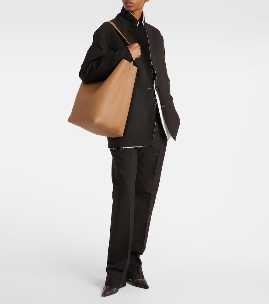 The Row Park Large Leather Tote Bag In Beige