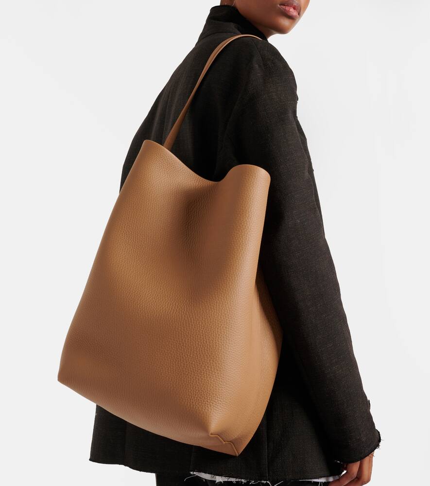 The Row Park Large Leather Tote Bag In Beige