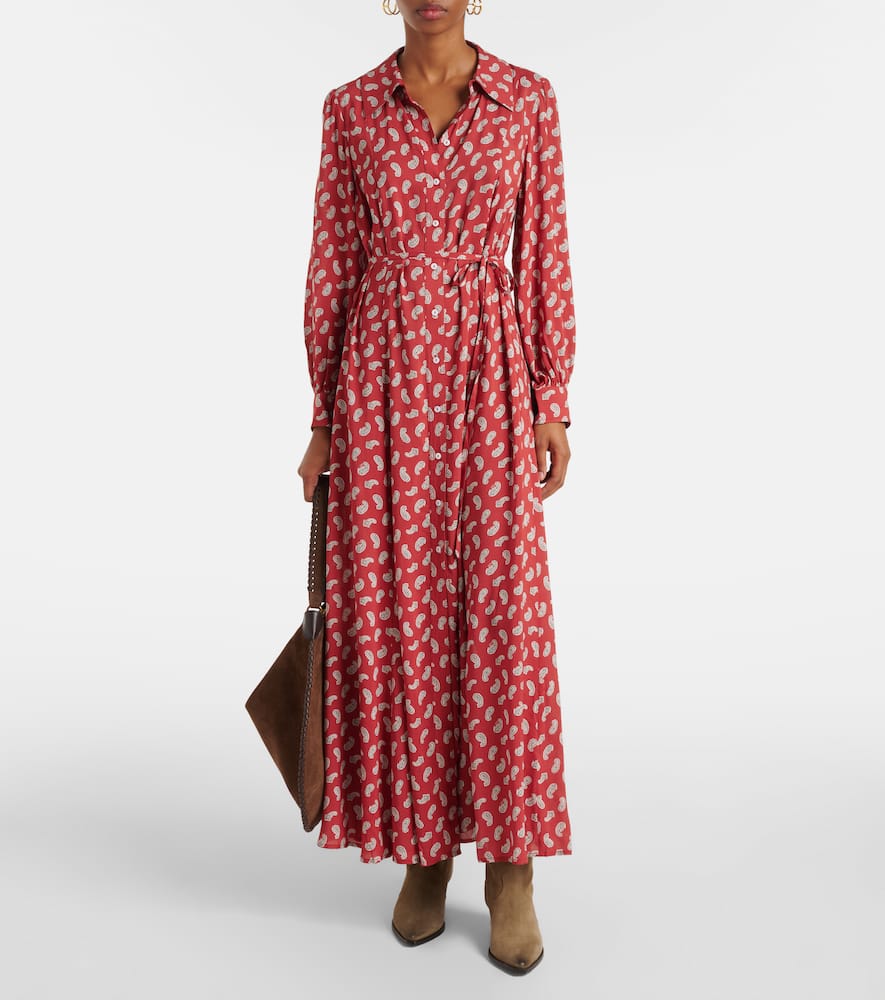 Rixo London Bedrucktes Hemdblusenkleid Maddison In Rot