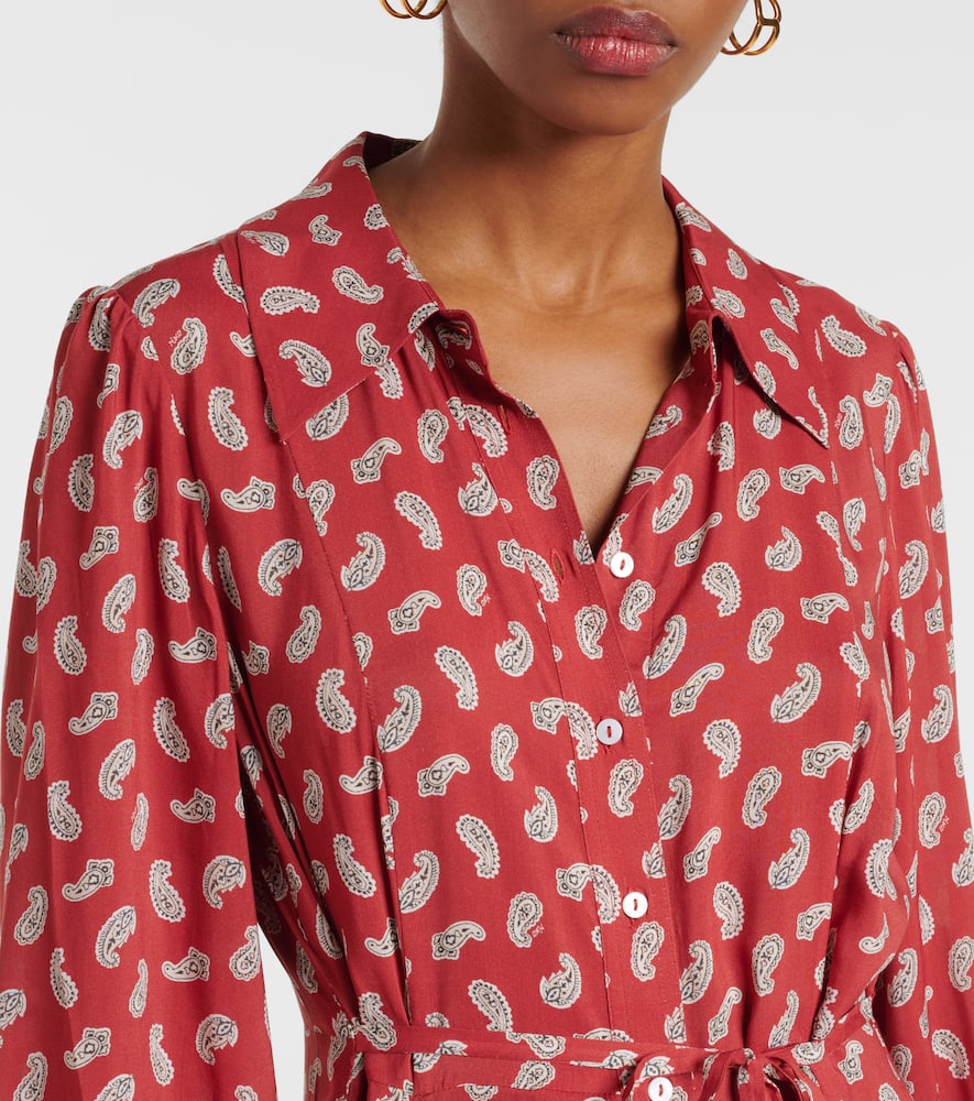 Rixo London Bedrucktes Hemdblusenkleid Maddison In Rot