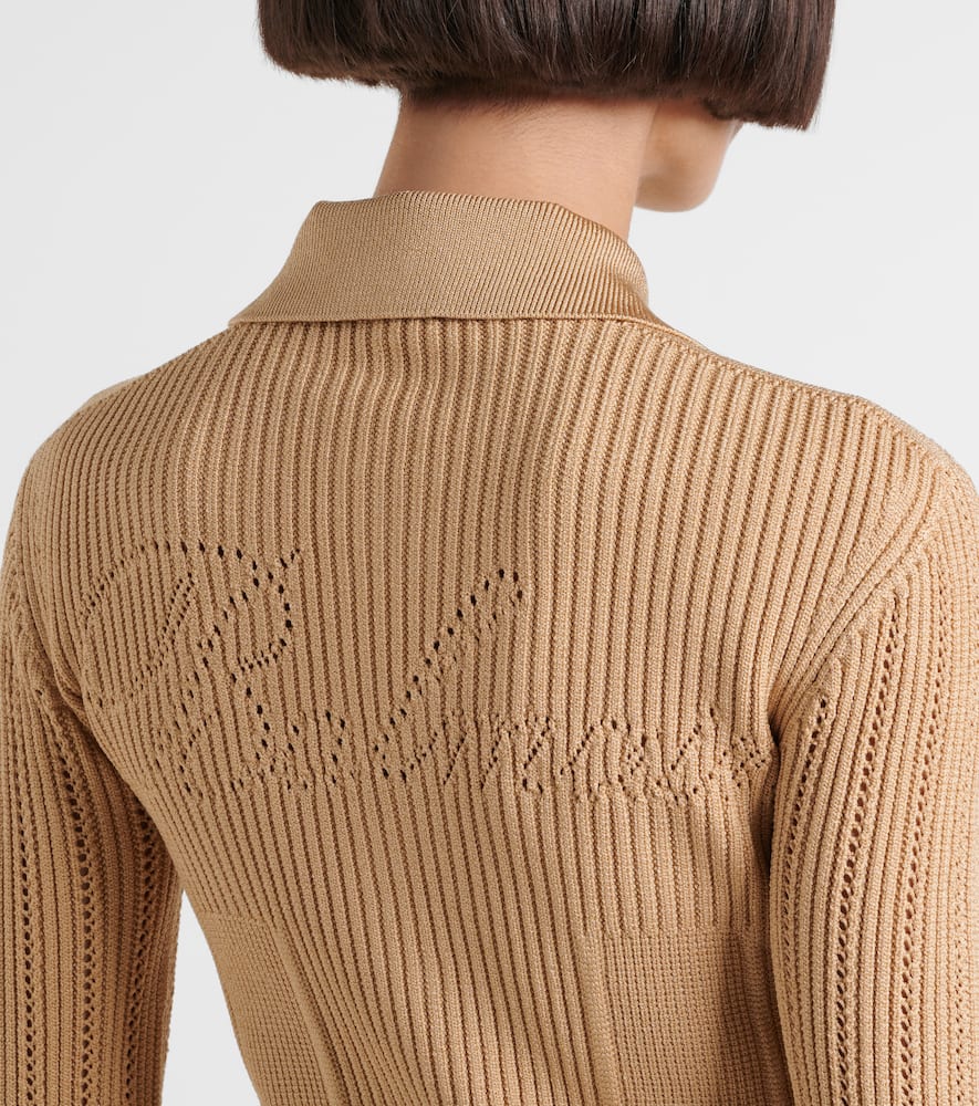 Shop Balmain Ribbed-knit Cardigan In Beige