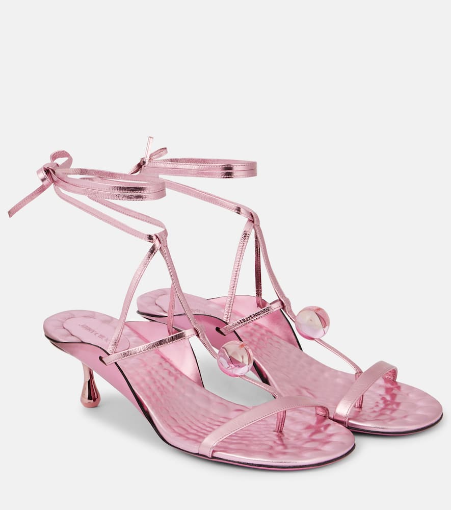 Jimmy Choo Zyra 50 Metallic Leather Sandals In Pink