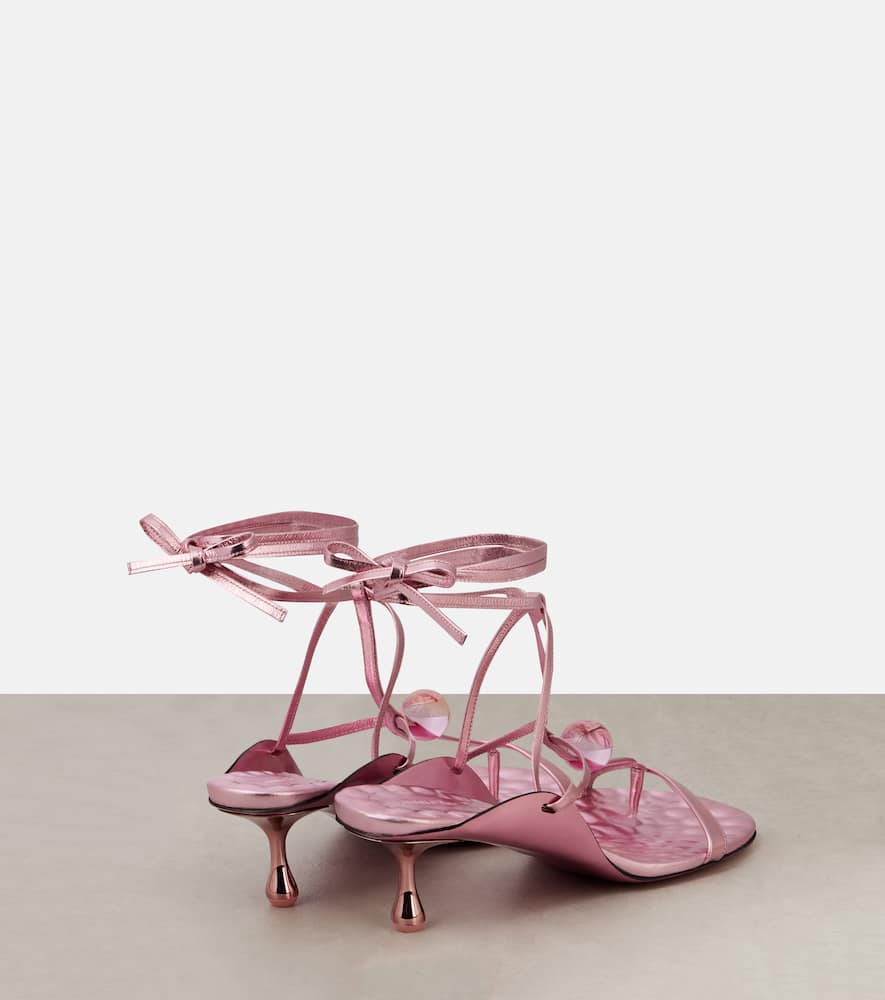 Jimmy Choo Zyra 50 Metallic Leather Sandals In Pink