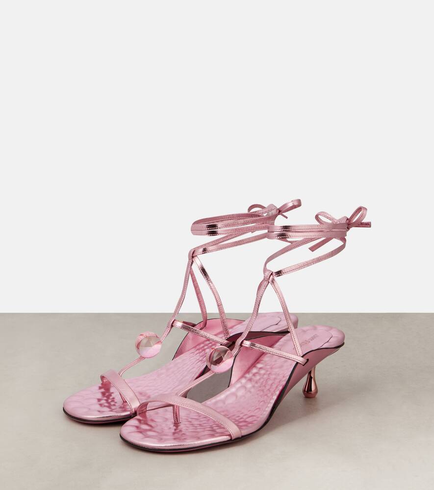 Jimmy Choo Zyra 50 Metallic Leather Sandals In Pink