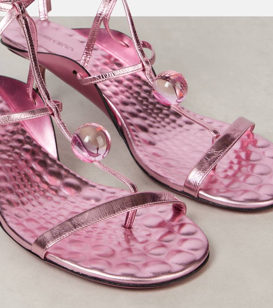 Jimmy Choo Zyra 50 Metallic Leather Sandals In Pink