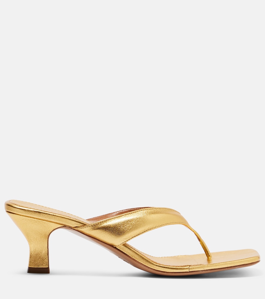 Portofino Metallic Leather Thong Sandals