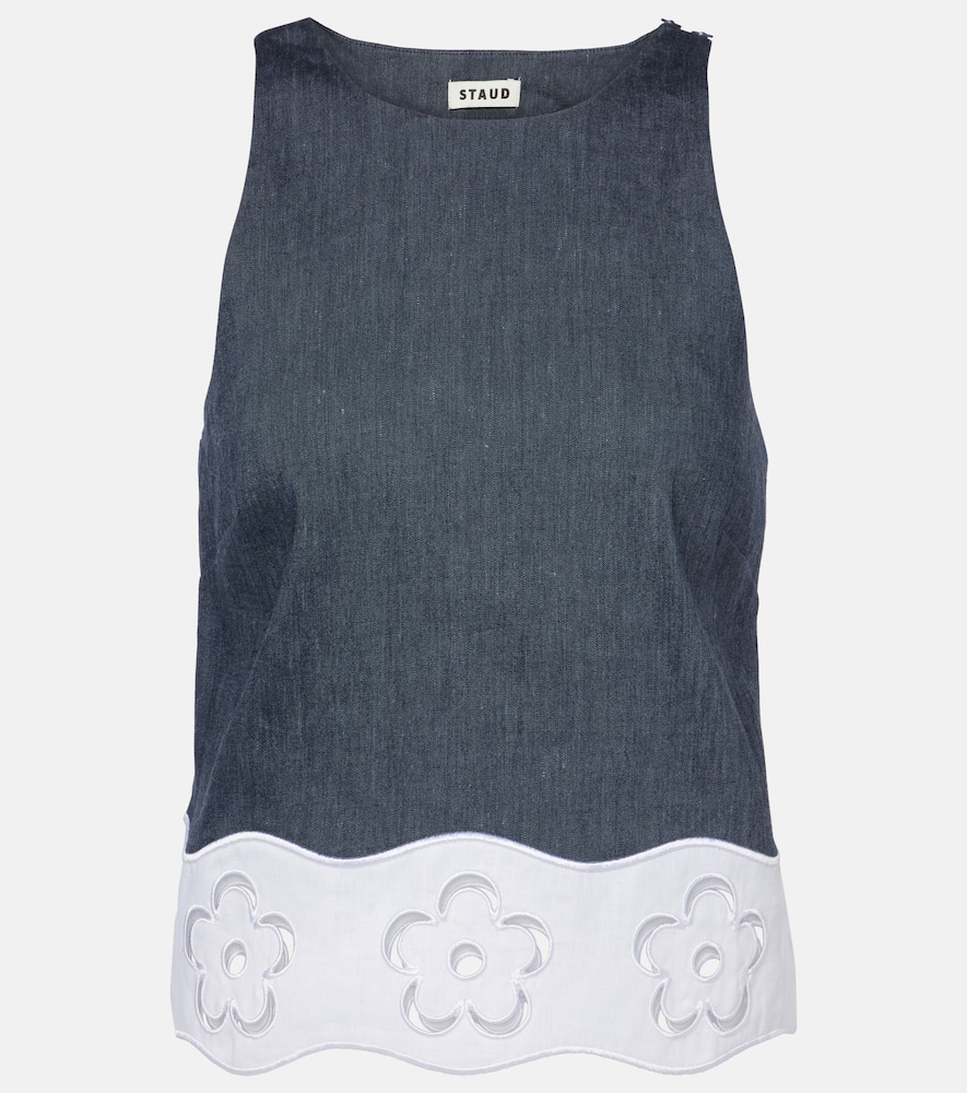 Parma pleated linen-blend tube top