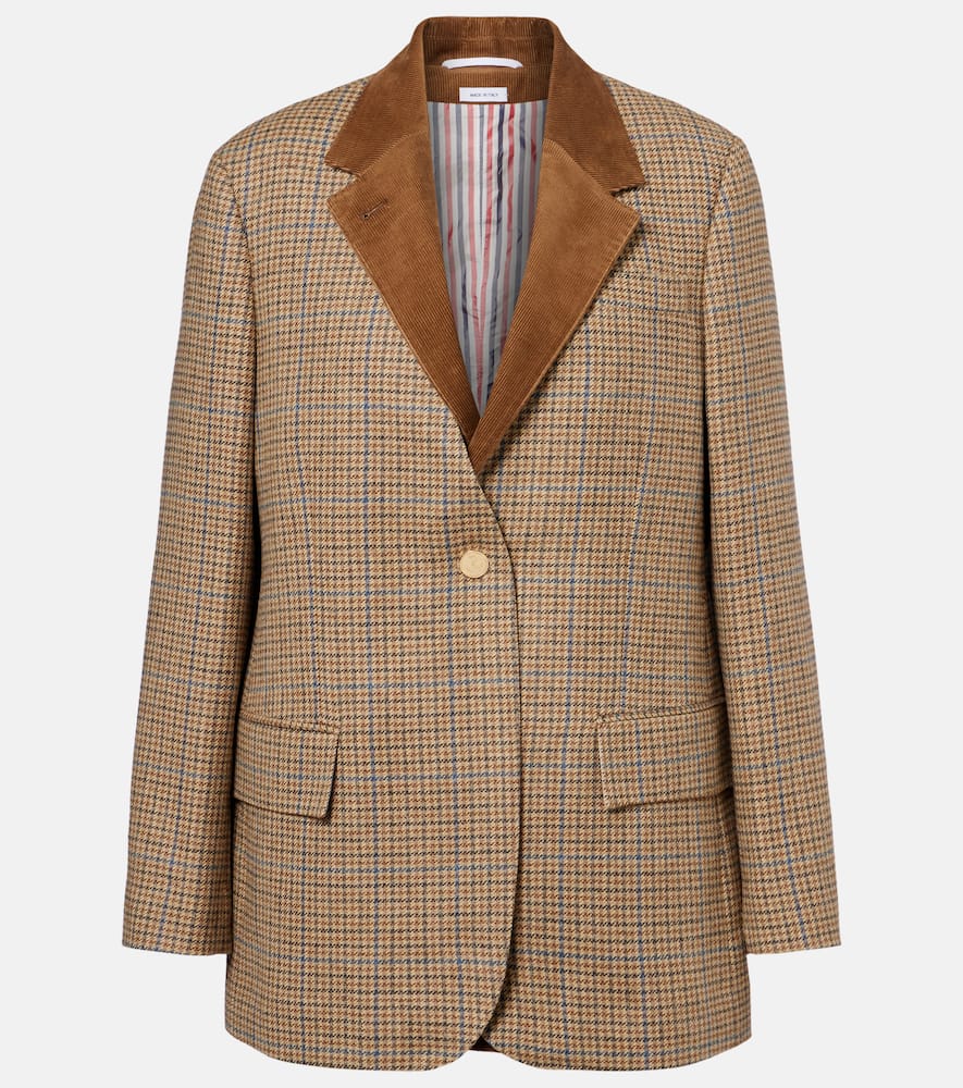 Thom Browne Gunclub Houndstooth Wool Blazer In Brown