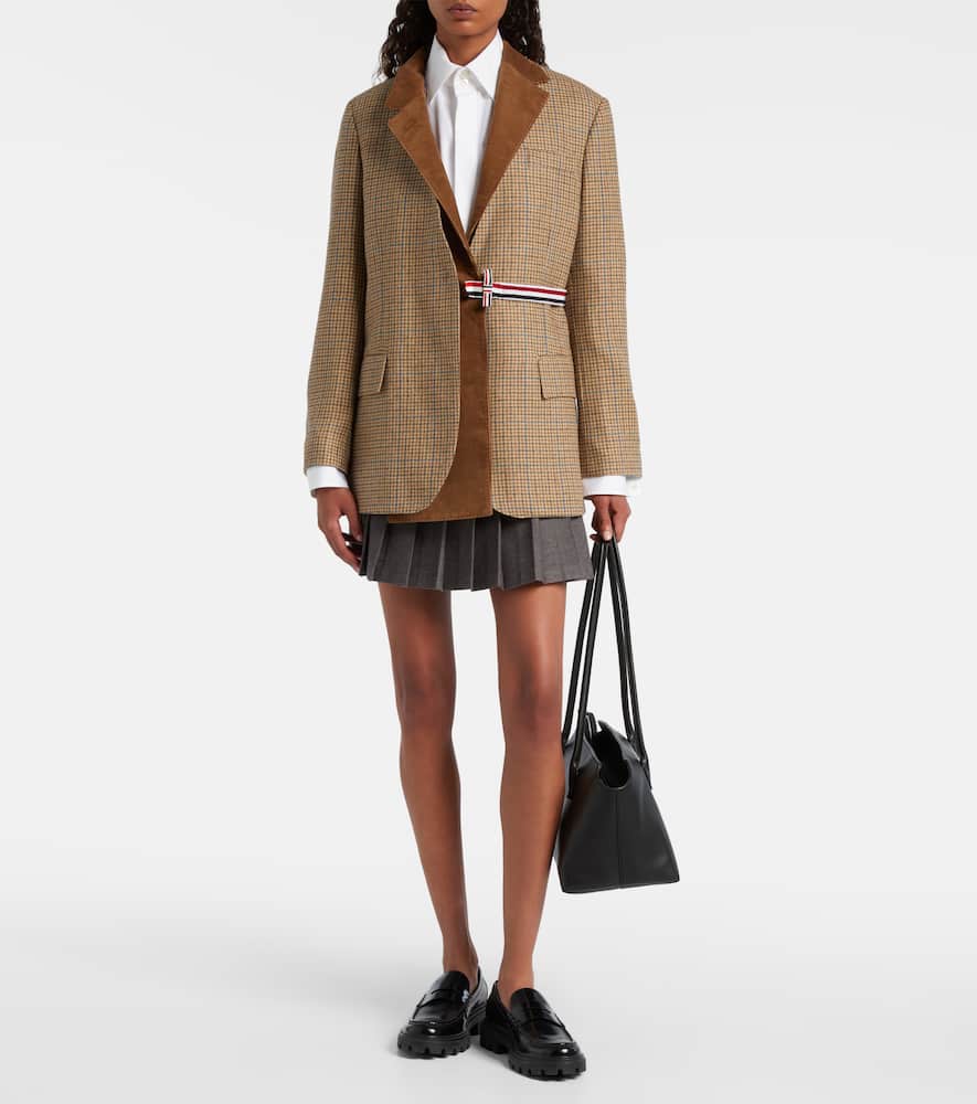 Thom Browne Gunclub Houndstooth Wool Blazer In Brown