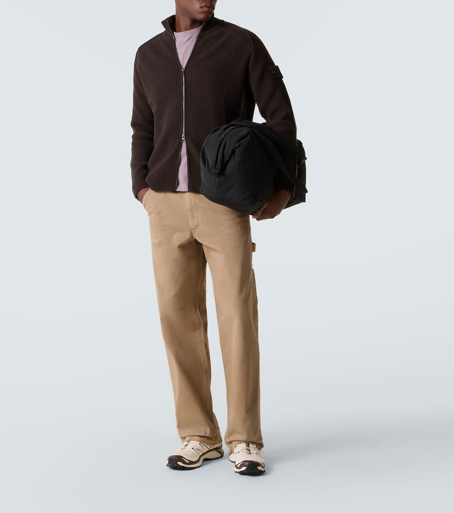 Stone Island Ghost Waffle-knit Virgin Wool Jacket In Brown