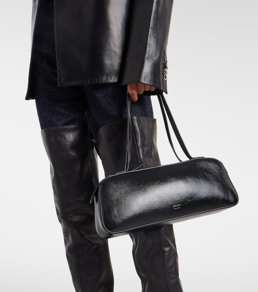Khaite Simona Patent Leather Shoulder Bag In Black