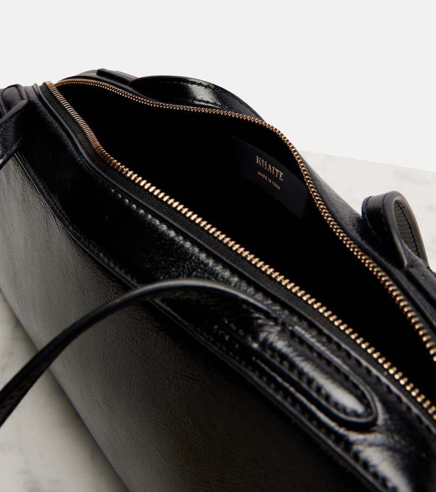 Khaite Simona Patent Leather Shoulder Bag In Black