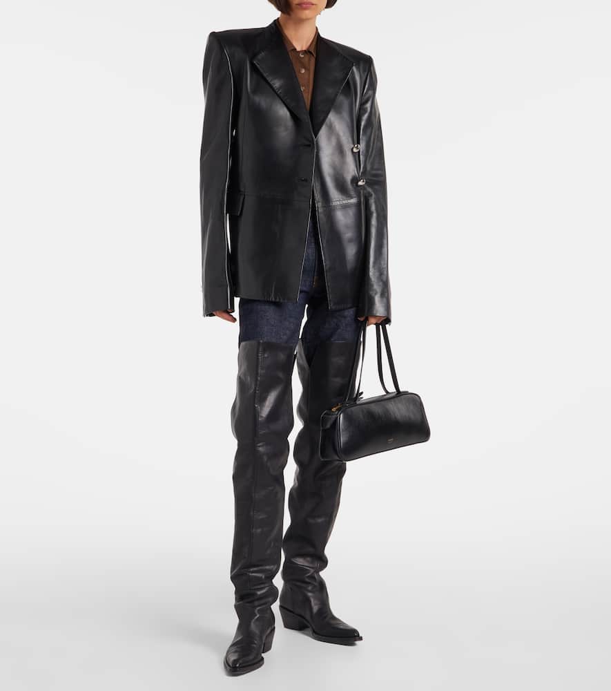 Khaite Simona Patent Leather Shoulder Bag In Black