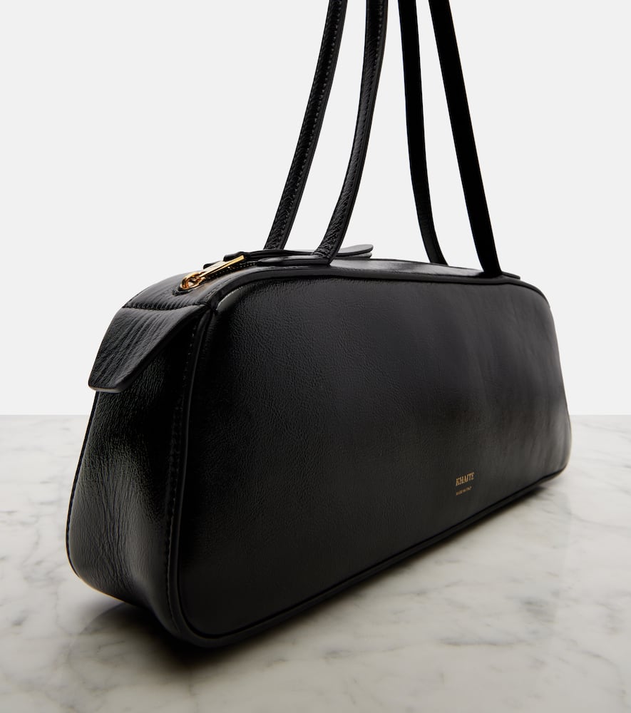 Khaite Simona Patent Leather Shoulder Bag In Black
