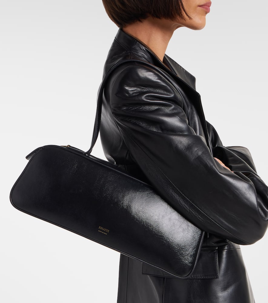 Khaite Simona Patent Leather Shoulder Bag In Black