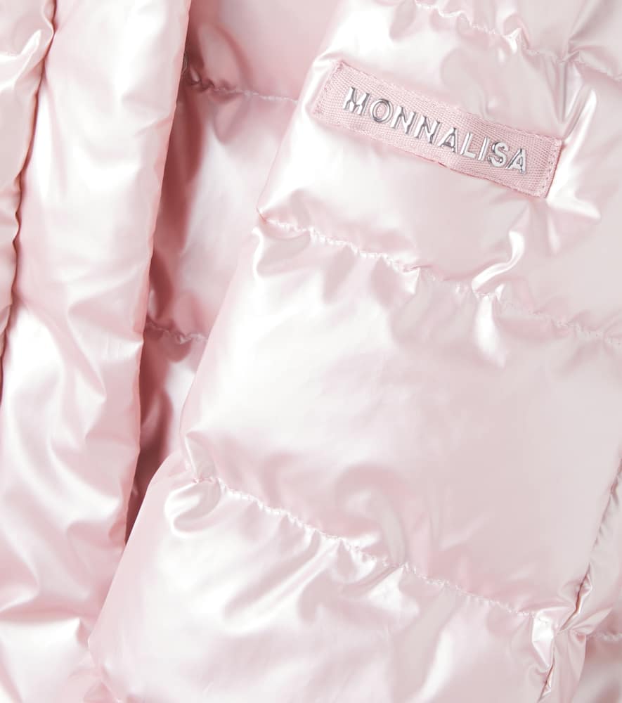Monnalisa Hooded Down Jacket In Pink