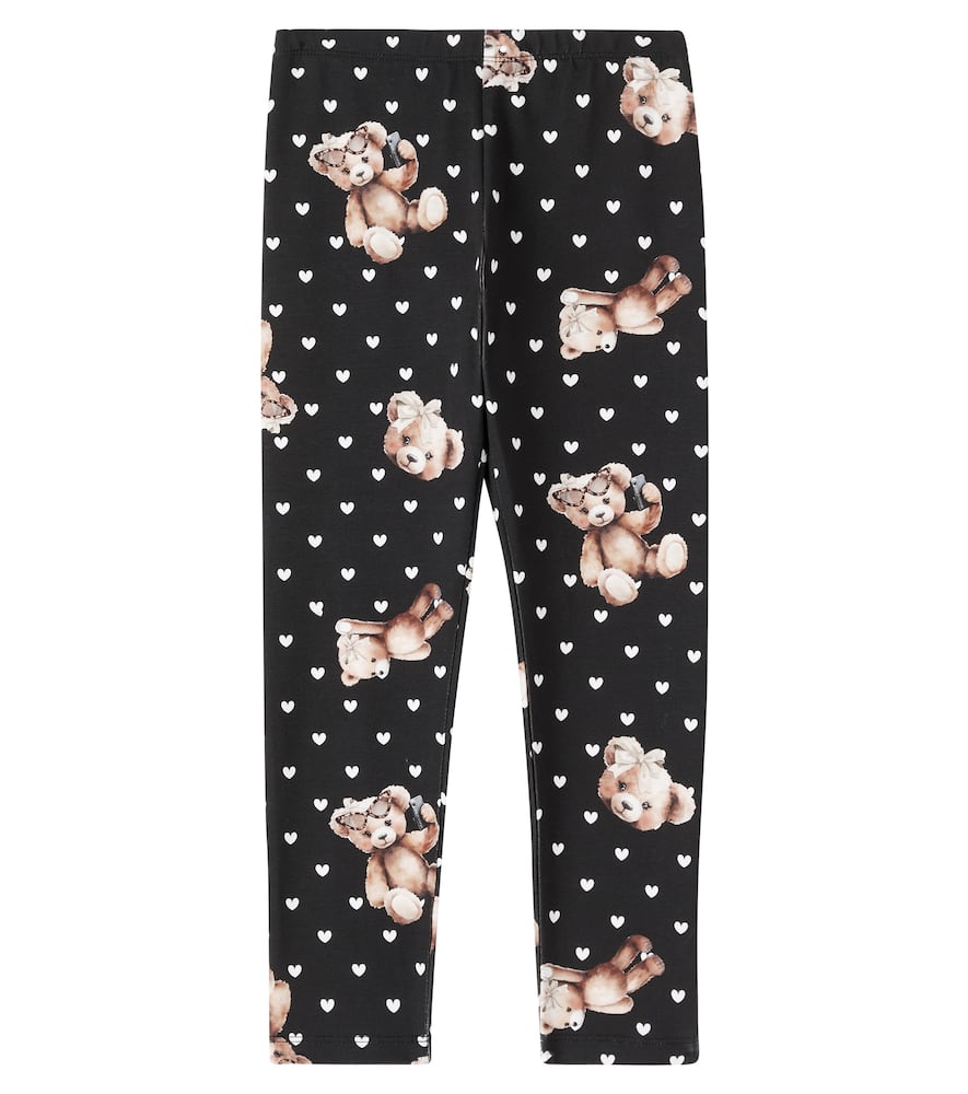Monnalisa Printed Cotton-blend Leggings In Black