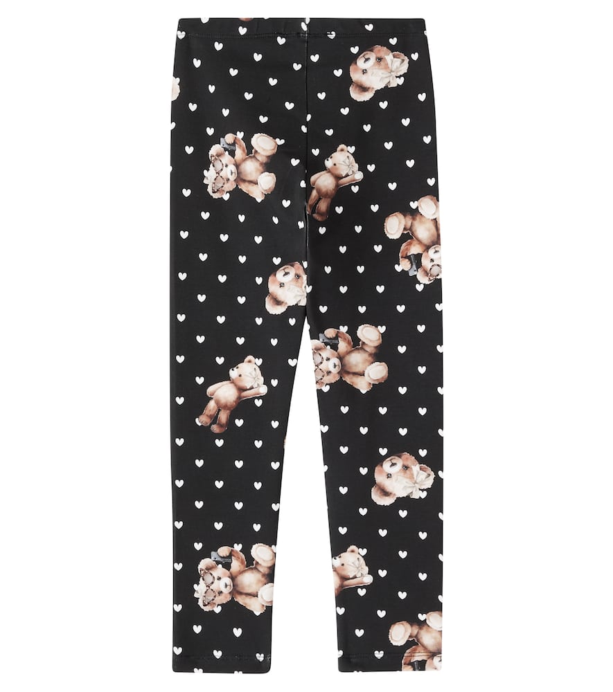Monnalisa Printed Cotton-blend Leggings In Black