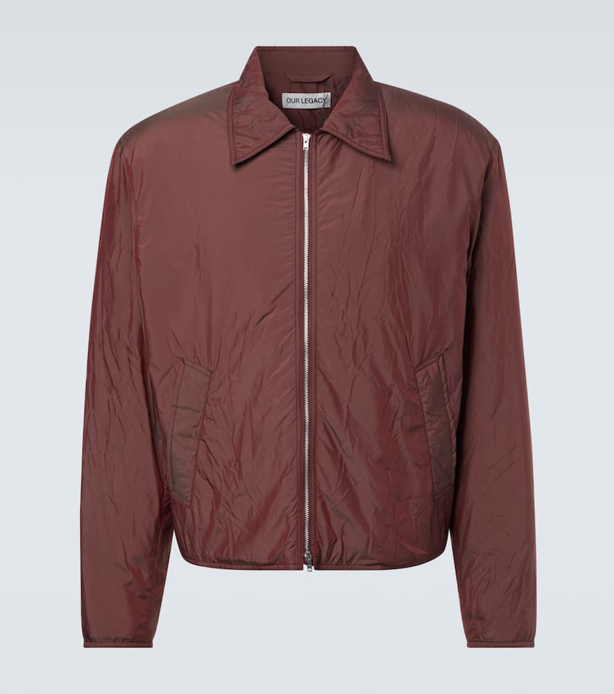 Our Legacy Mens Shining Cherry Slight Classic-collar Nylon Jacket In Burgundy