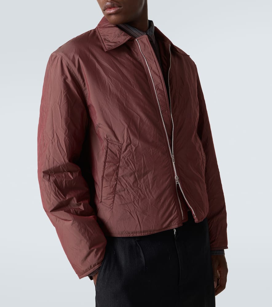Our Legacy Mens Shining Cherry Slight Classic-collar Nylon Jacket In Burgundy