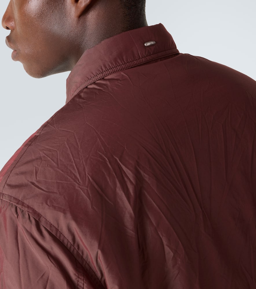 Our Legacy Mens Shining Cherry Slight Classic-collar Nylon Jacket In Burgundy
