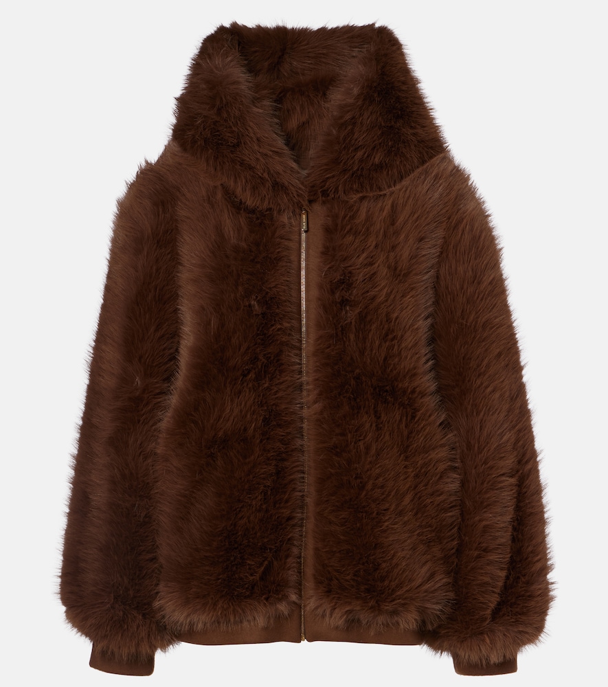 Elie Saab Veste en shearling à capuche