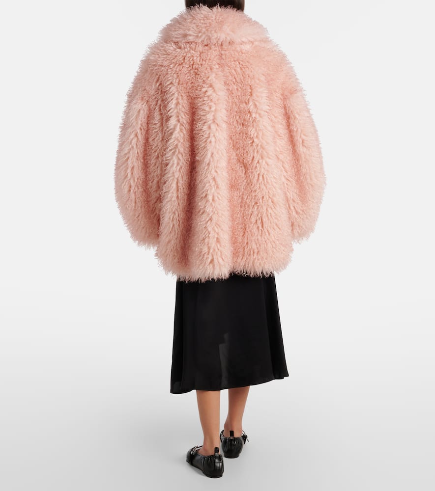 Ganni Teddy-textured Double-breasted Coat In Pink