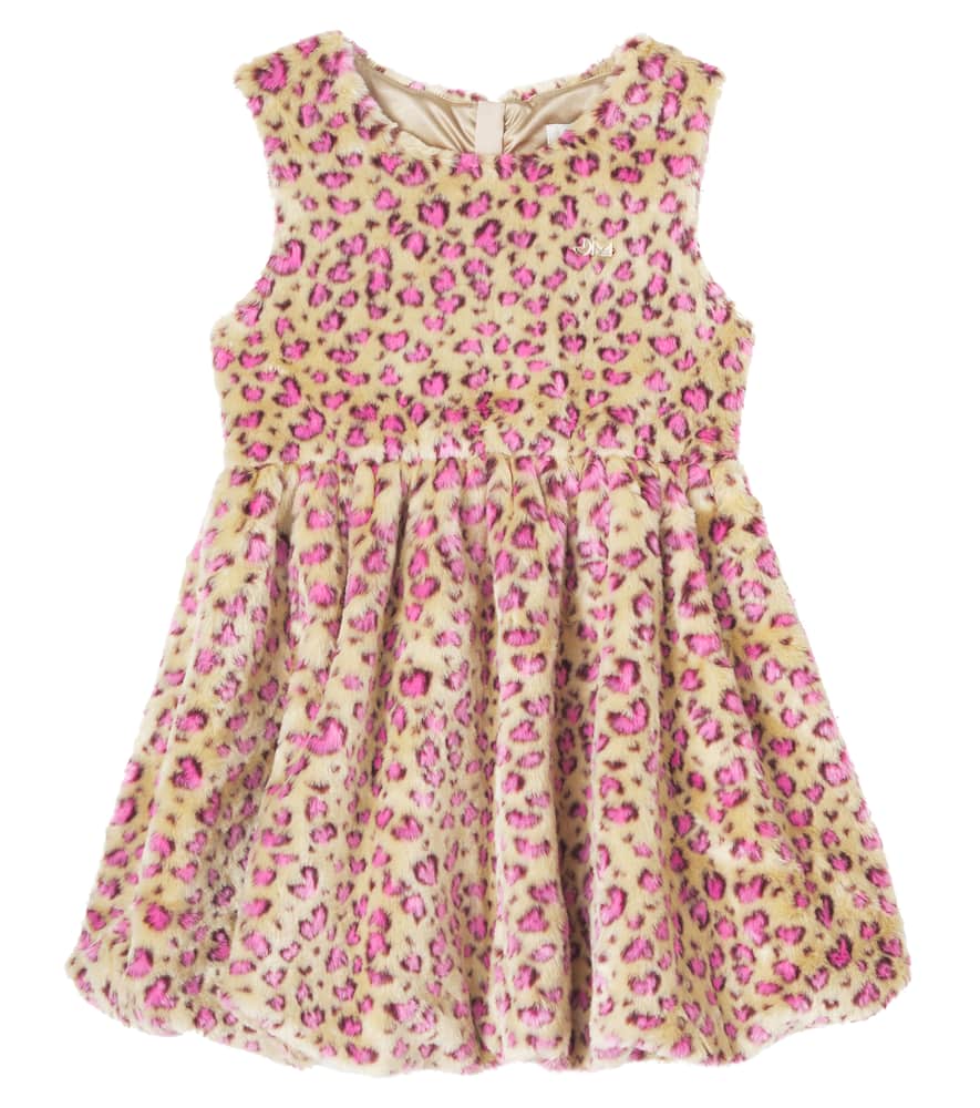 Jellymallow Leopard-print Faux Fur Dress In Neutral