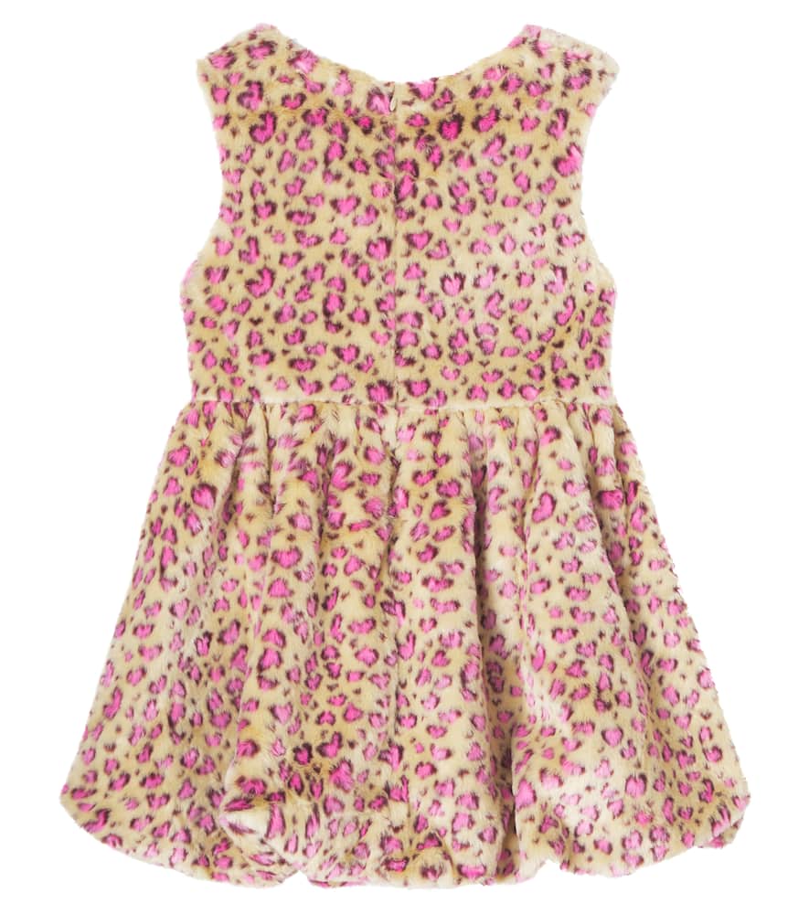 Jellymallow Leopard-print Faux Fur Dress In Neutral