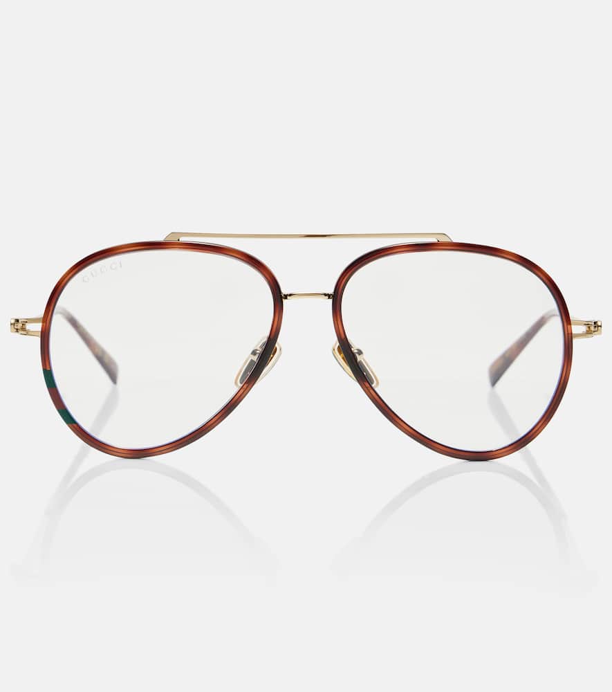 Gucci Gg Aviator Glasses In Brown
