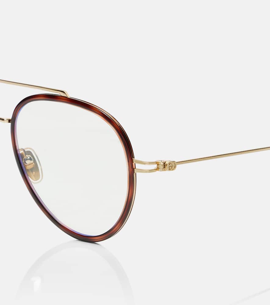 Gucci Gg Aviator Glasses In Brown