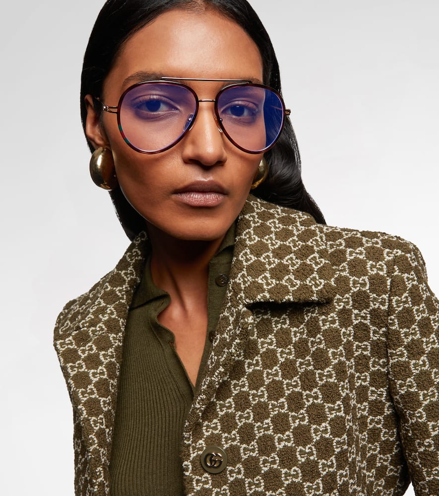 Gucci Gg Aviator Glasses In Brown