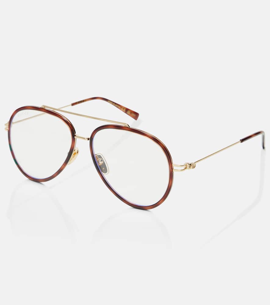 Gucci Gg Aviator Glasses In Brown