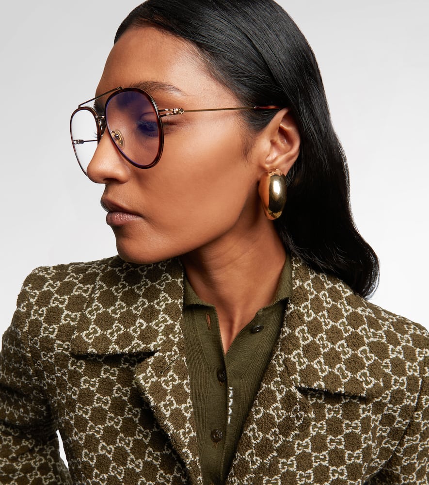 Gucci Gg Aviator Glasses In Brown