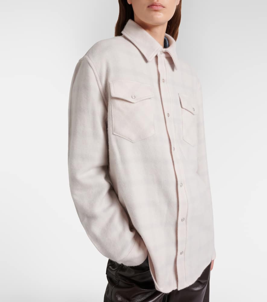 God's True Cashmere Clarity Plaid Cashmere Shirt With Quartz In Pink