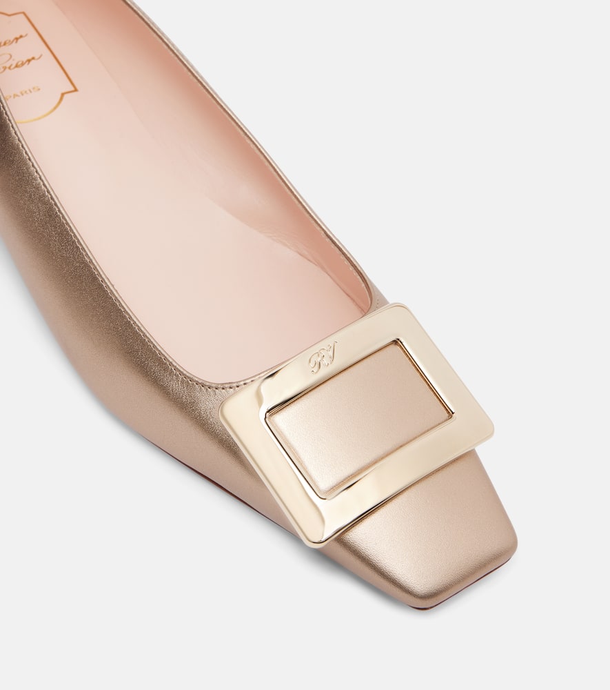 Roger Vivier Belle Vivier 25 Leather Ballet Flats In Gold
