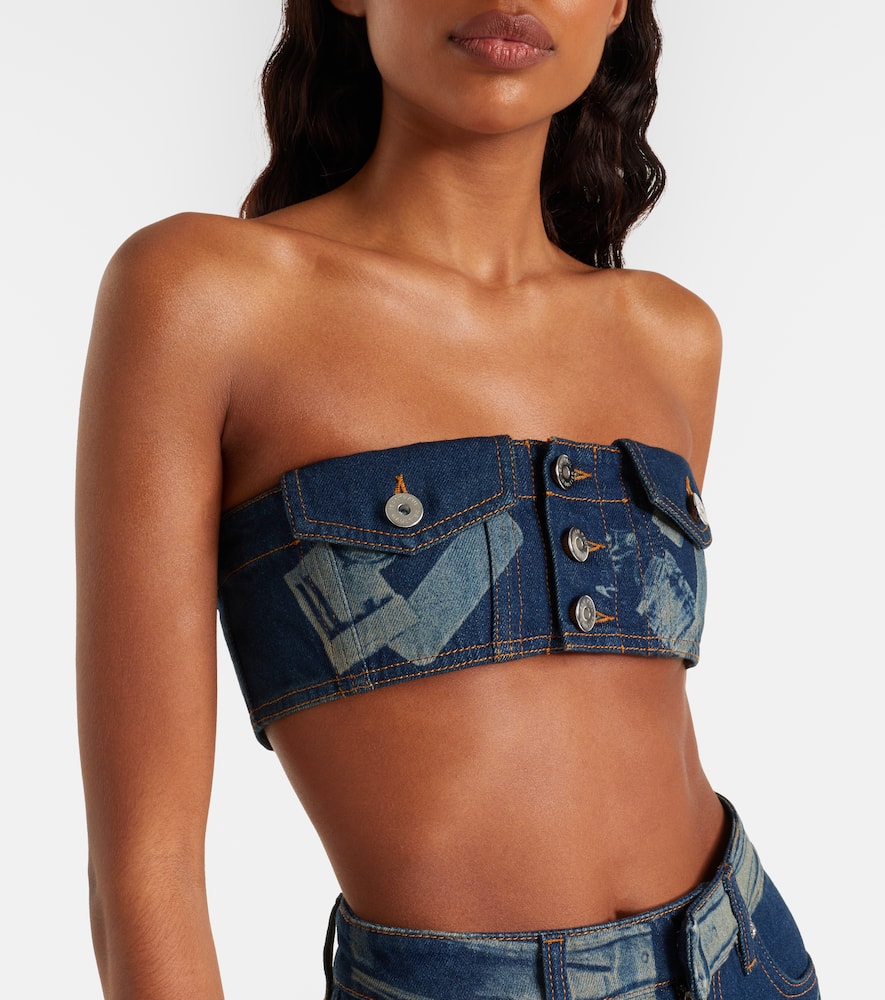 Jean Paul Gaultier Trompe-l'ail Denim Bra Top In Blue