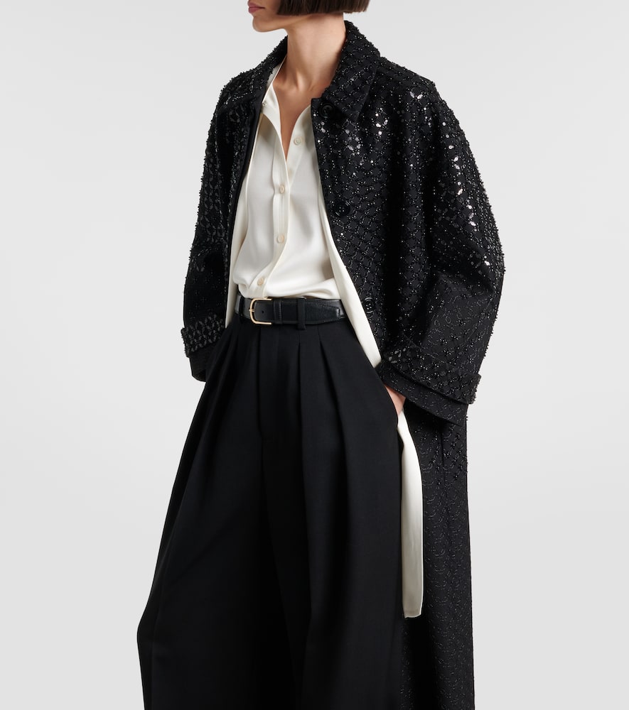Dorothee Schumacher Sequin Embellished Coat In Punto Milano In Black