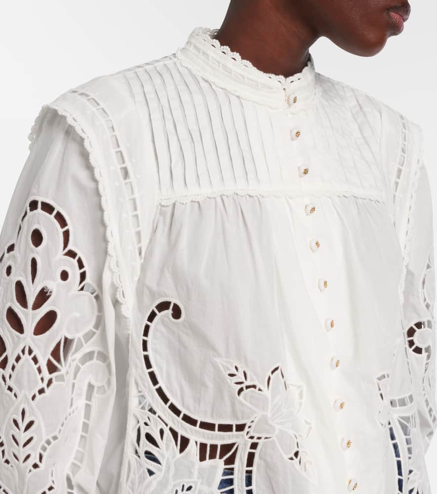 Farm Rio Embroidery Cotton Blouse In White