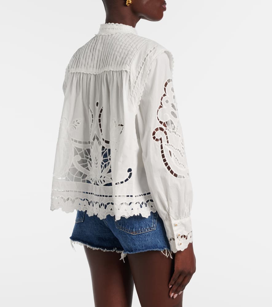 Farm Rio Embroidery Cotton Blouse In White