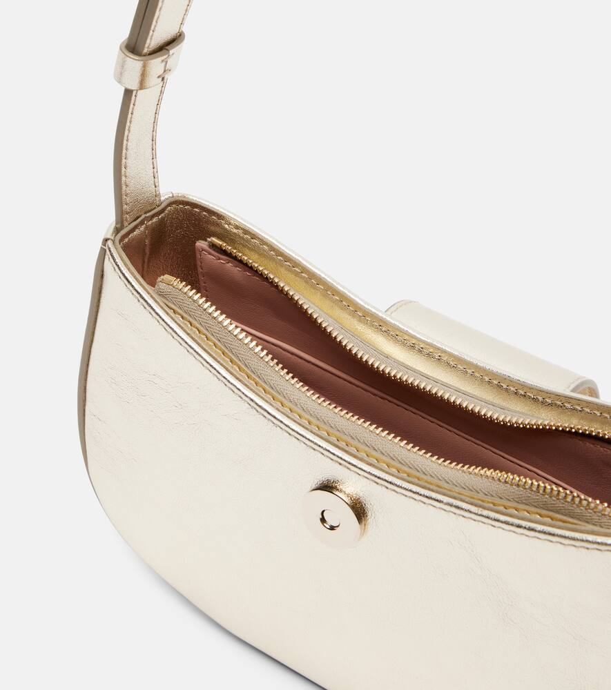 Ferragamo Gabry Mini Metallic Leather Shoulder Bag In Neutral
