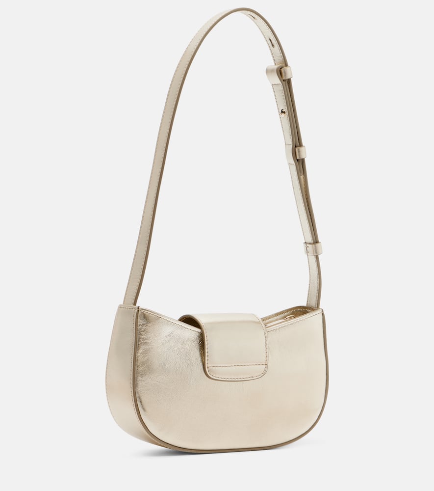 Ferragamo Gabry Mini Metallic Leather Shoulder Bag In Neutral