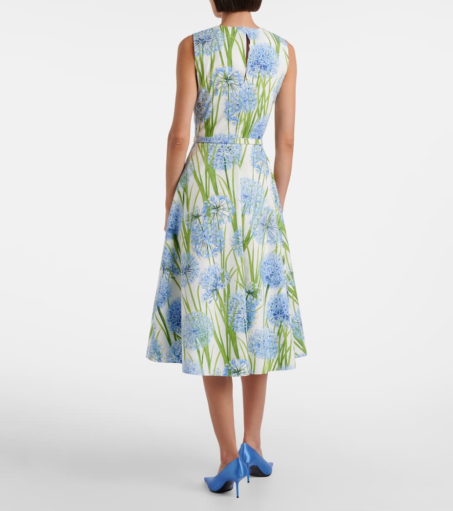 Oscar De La Renta Floral Cotton-blend Poplin Midi Dress In Multi