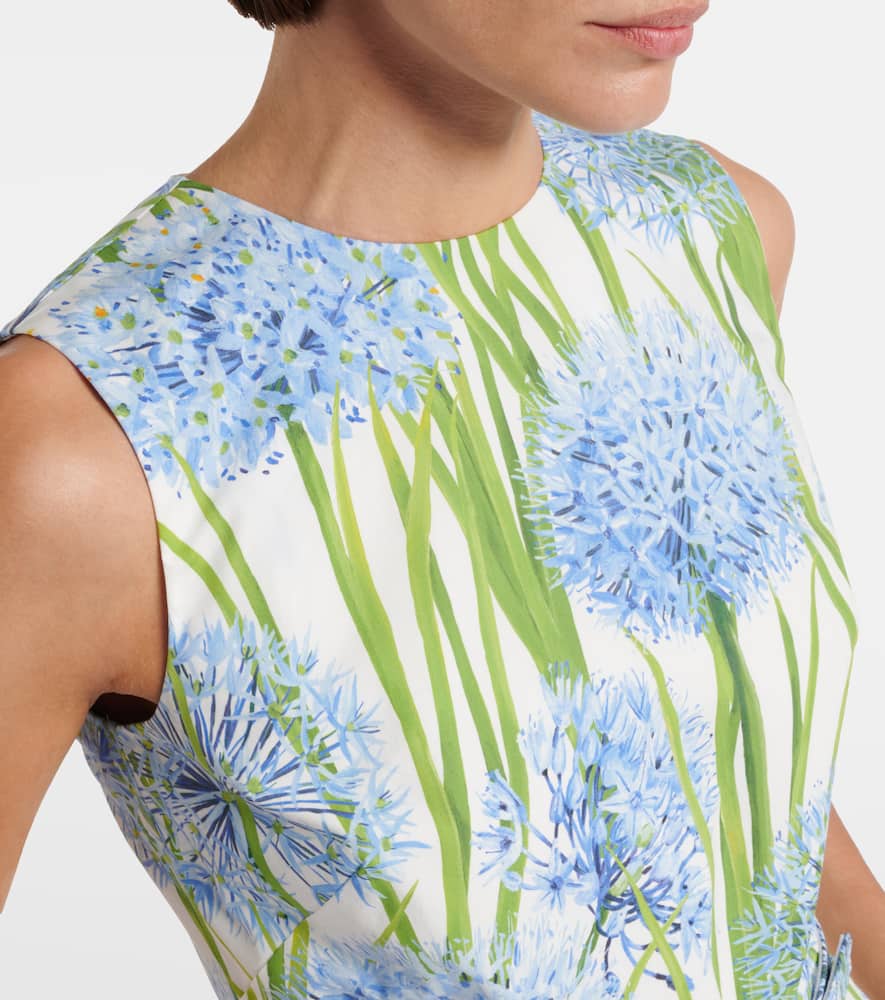 Oscar De La Renta Floral Cotton-blend Poplin Midi Dress In Multi