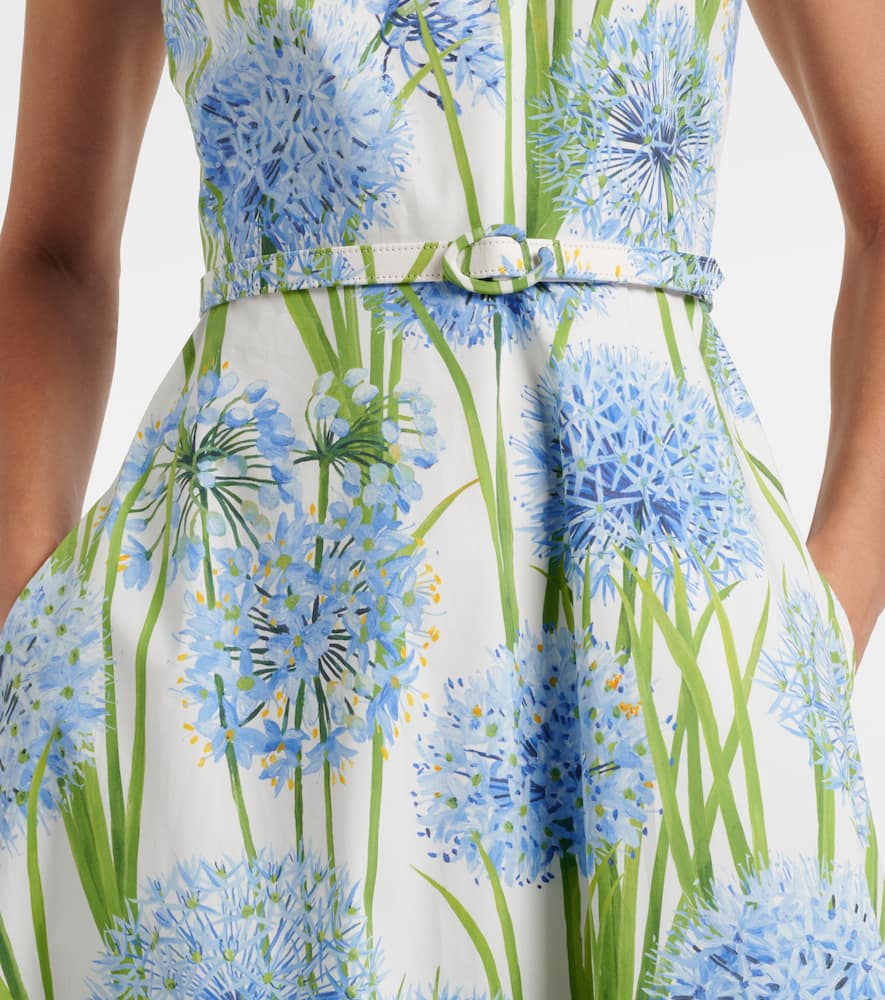 Oscar De La Renta Floral Cotton-blend Poplin Midi Dress In Multi