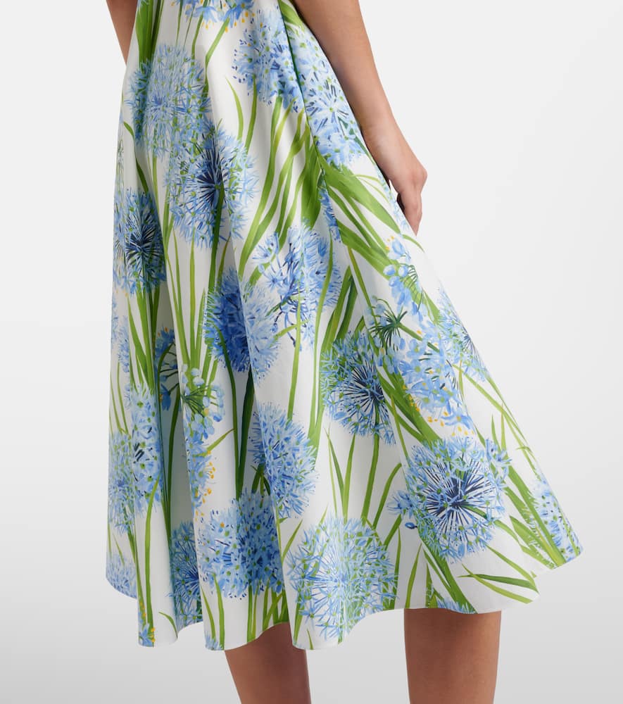 Oscar De La Renta Floral Cotton-blend Poplin Midi Dress In Multi