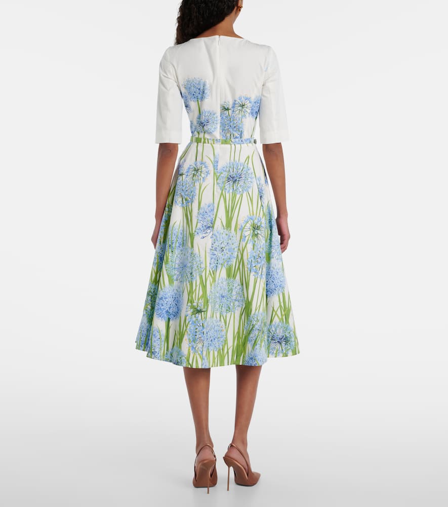 Oscar De La Renta Floral Cotton-blend Poplin Midi Dress In Multi