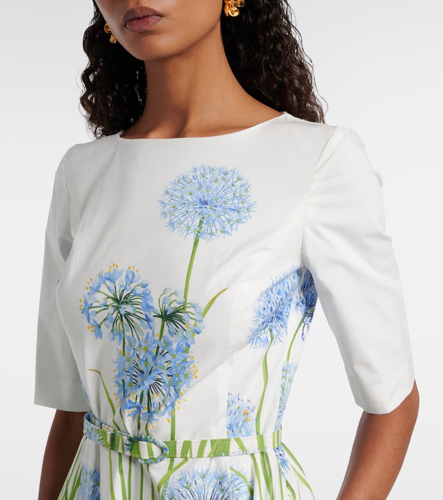 Oscar De La Renta Floral Cotton-blend Poplin Midi Dress In Multi